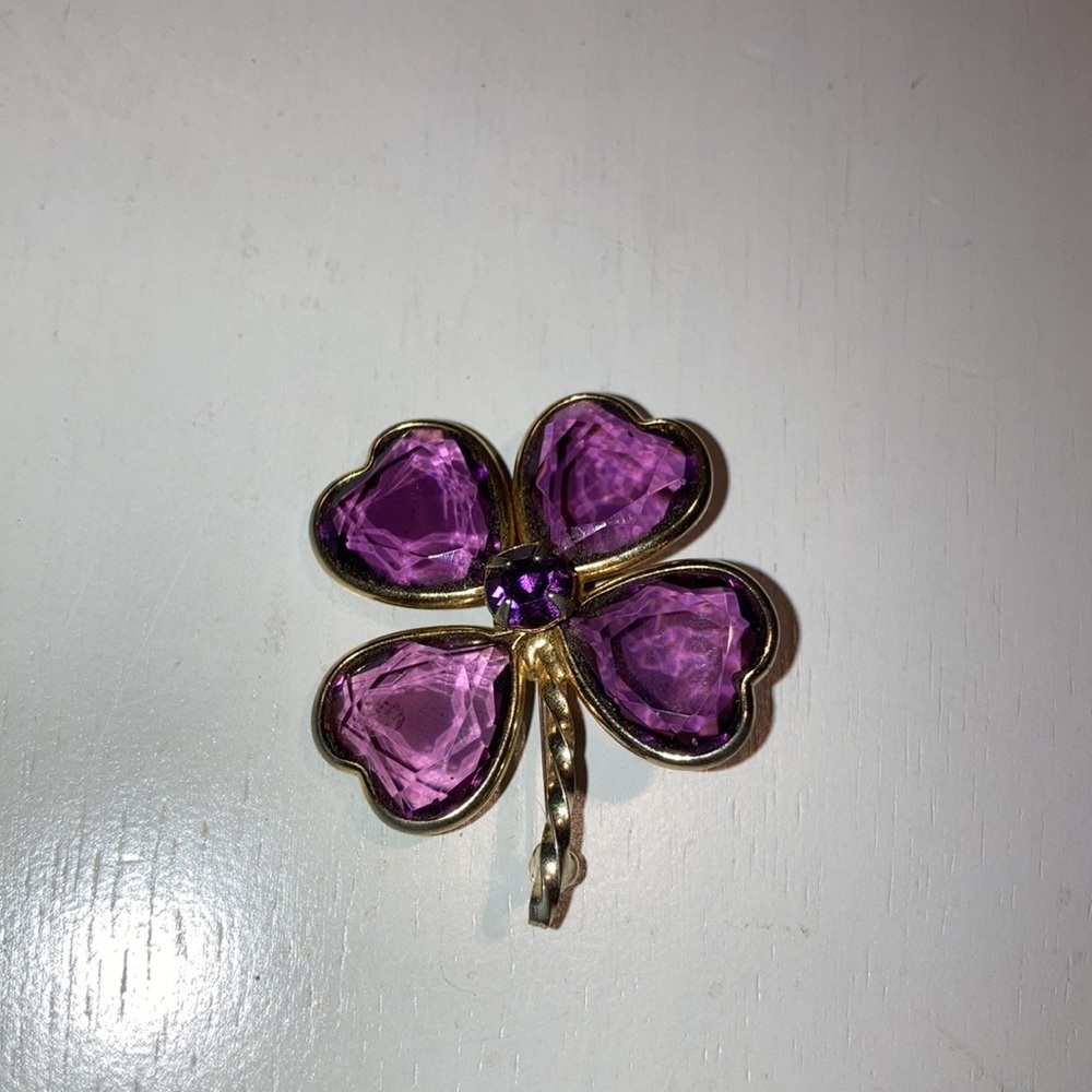 Purple Shamrock Brooch - Picture 4 of 5